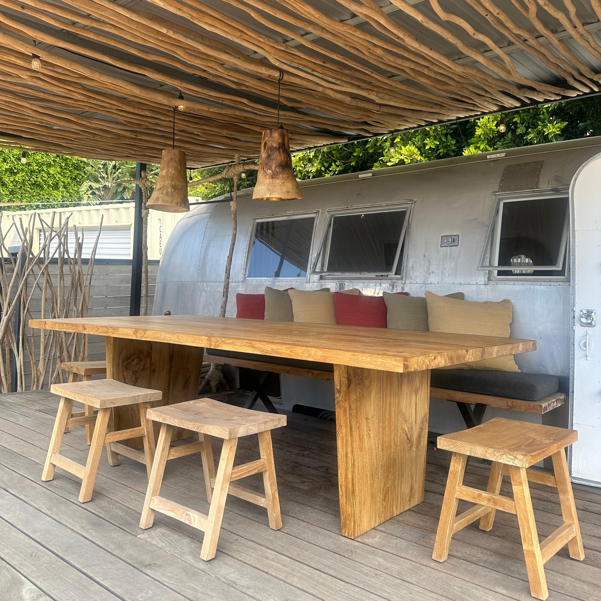 Teak V Leg Dining Table