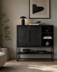 Karma Charcoal Cabinet - 2 Doors,3 Shelves & Bottom Shelf
