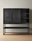 Karma Charcoal Cabinet - 2 Doors,3 Shelves & Bottom Shelf