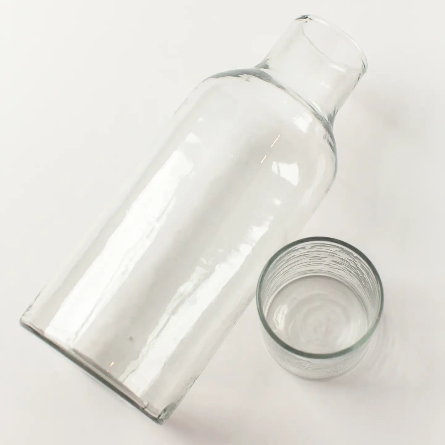 Handblown Hammered Glass Carafe- Clear