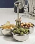 Basso Condiment Trio w/ Cocktail Pick Holder - Polished Nickel