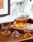 Mountain Themed Crystal Decanter & Tumblers Set - Set of 3