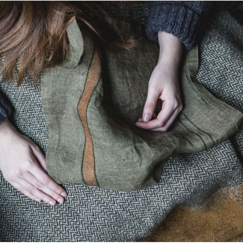 Marie Napkin -  Green Stripe