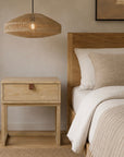 Leather Tab Bedside Table