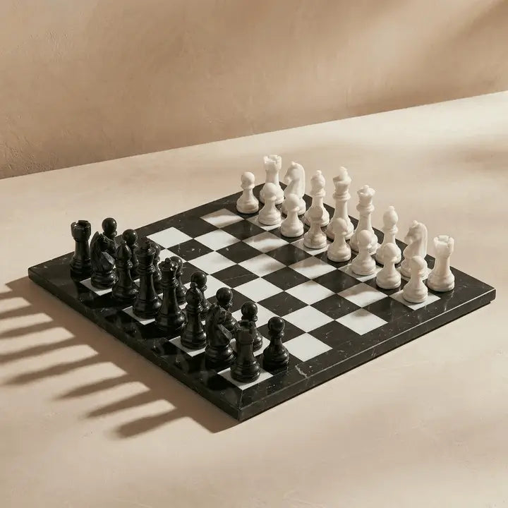Marble Chess Set with Storage Case