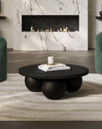 Round Wooden Coffee Table with Ball Legs
