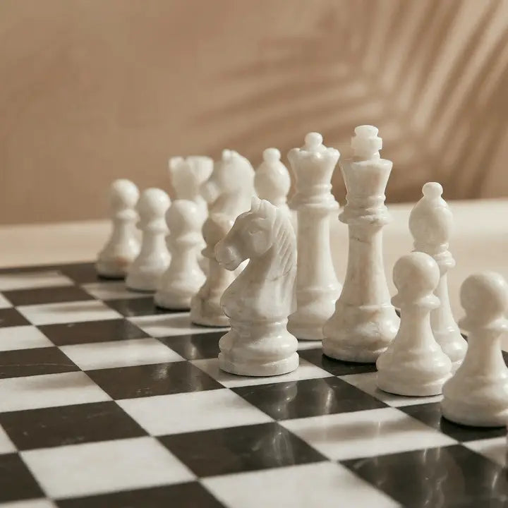 Marble Chess Set with Storage Case