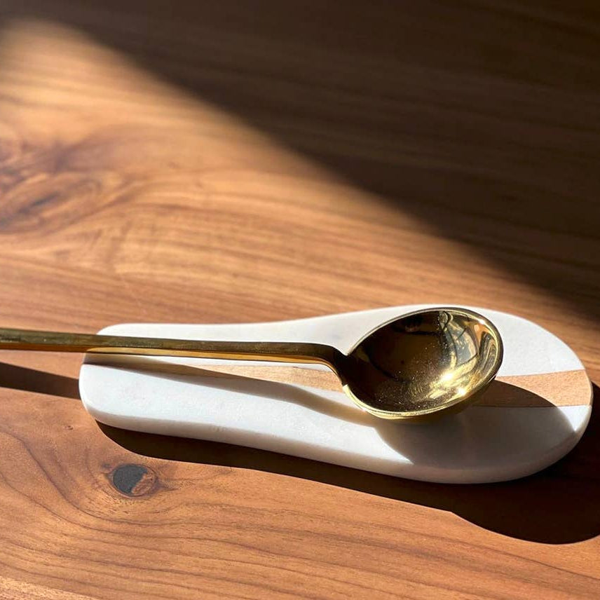 Marble and Wood Spoon Rest