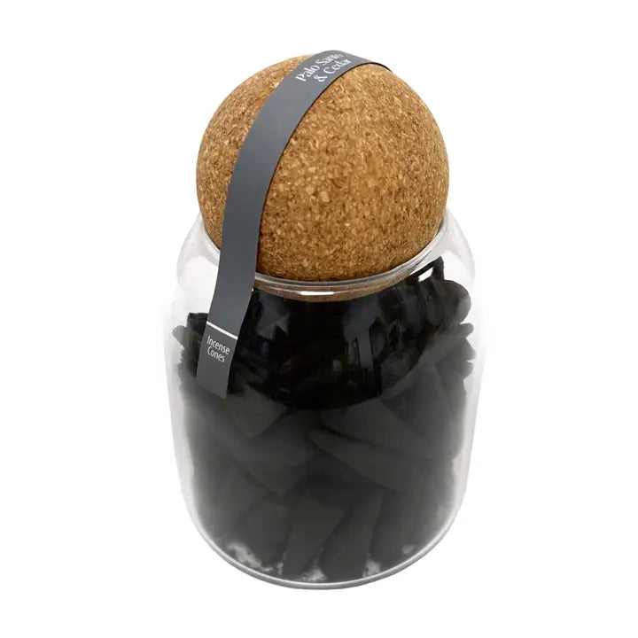 Incense Cones in Jar - Palo Santo &amp; Cedar