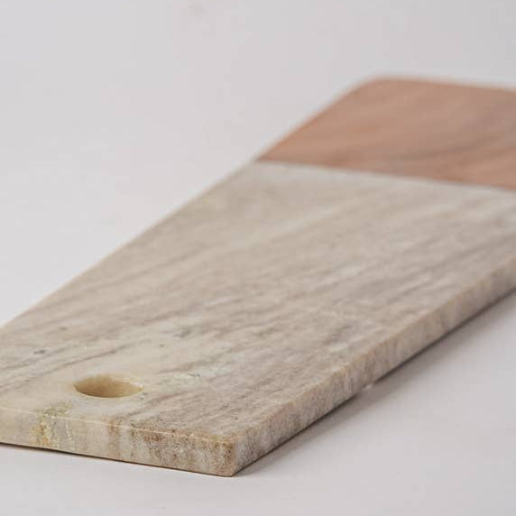 Marble and Acacia Wood Long Charcuterie Board
