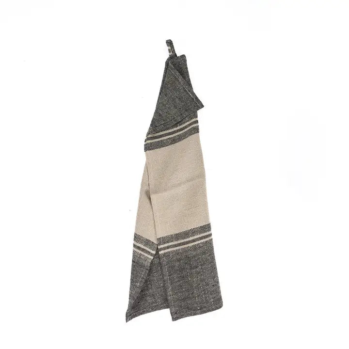 The Linen Dash Kitchen Towel - Natural Black