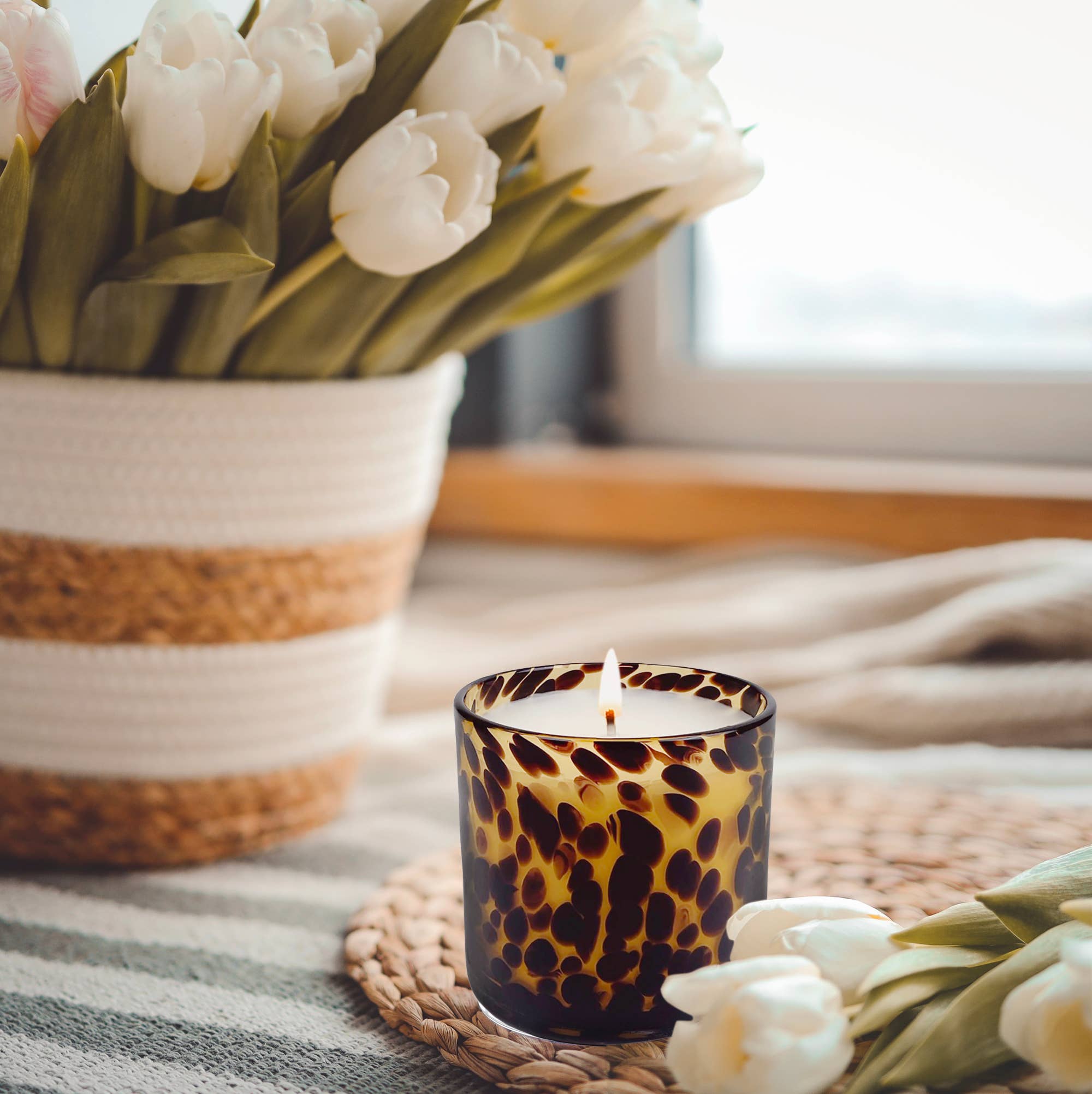 Fig &amp; Aged Oak Amber Tortoise Soy Blend Candle