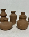 Terracotta Mini Vase Set of 9 - Natural Dia 12.6"