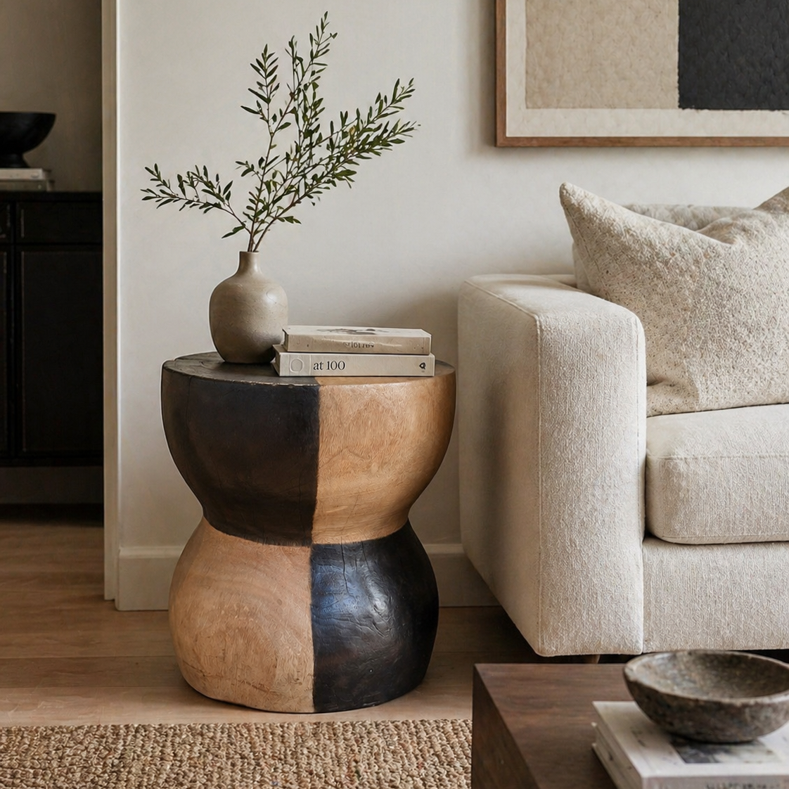 Hourglass Stool Side Table