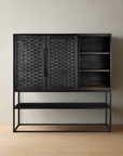 Karma Charcoal Cabinet - 2 Doors,3 Shelves & Bottom Shelf