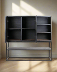 Karma Charcoal Cabinet - 2 Doors,3 Shelves & Bottom Shelf