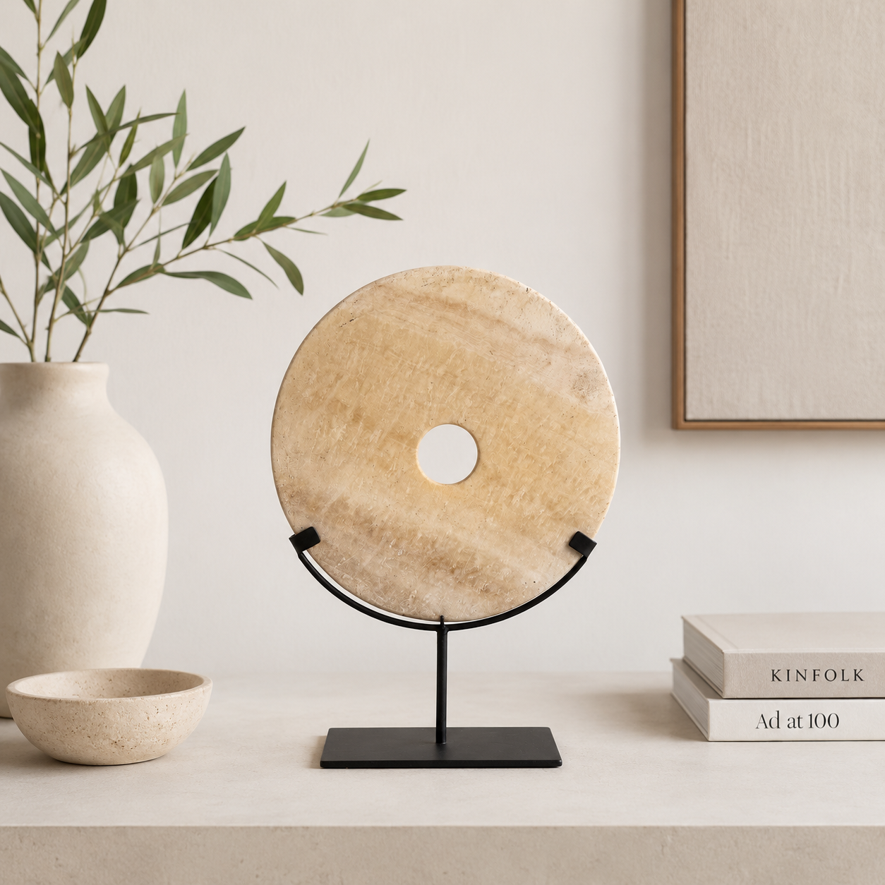 Round Agate Decor on Stand