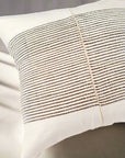 Riviera Hand-Stitch Throw Pillow Cover with Insert- Grey Stripes