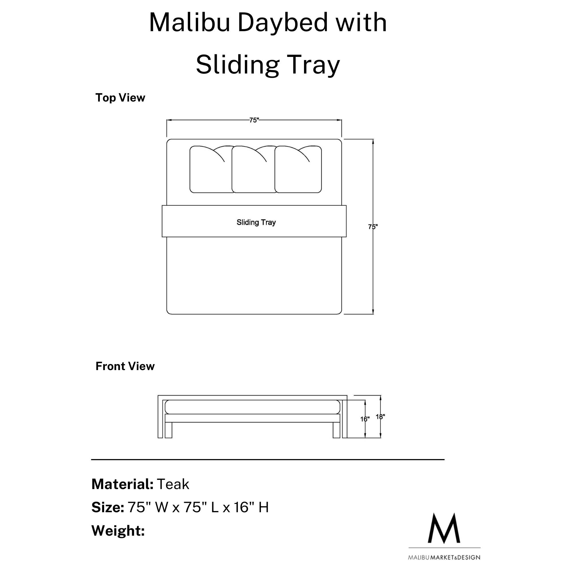 Malibu Daybed with Sliding Tray