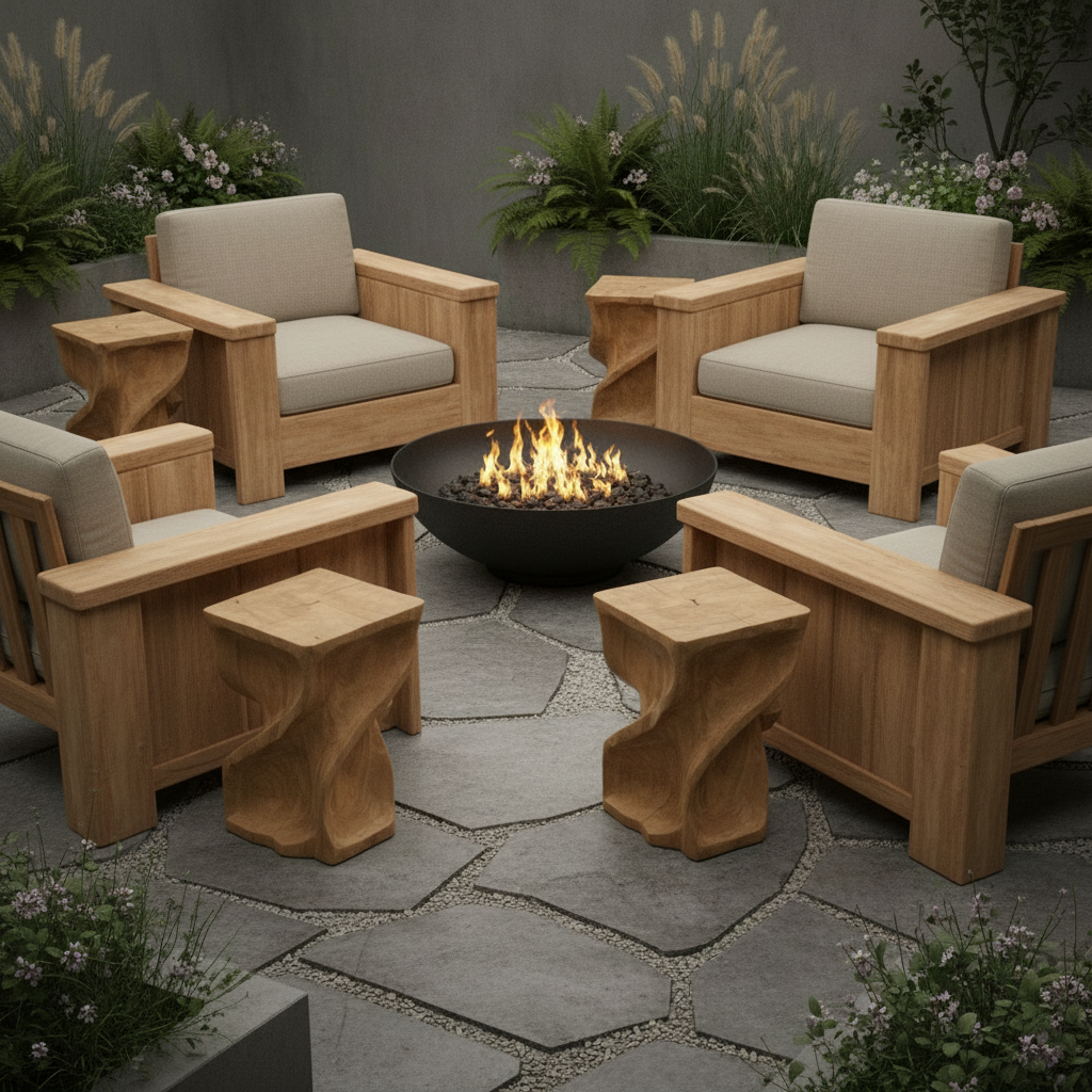 Teak Twist Side Table