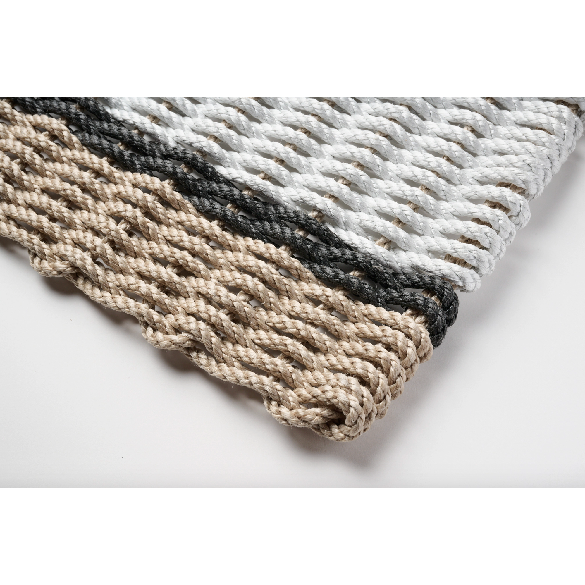 Sand with Fog Gray Charcoal Stripes Doormat