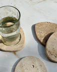 Beige Travertine Coaster, Set of 4