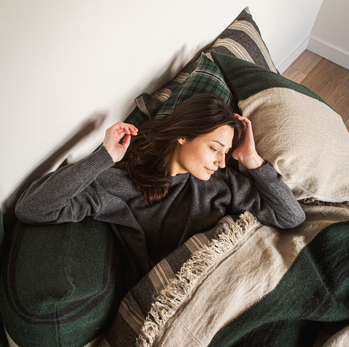 Omaha Green Stripe Throw