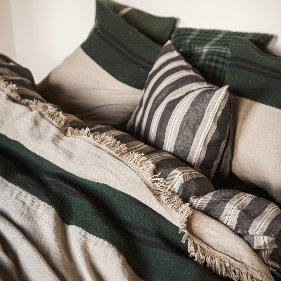 Omaha Green Stripe Throw
