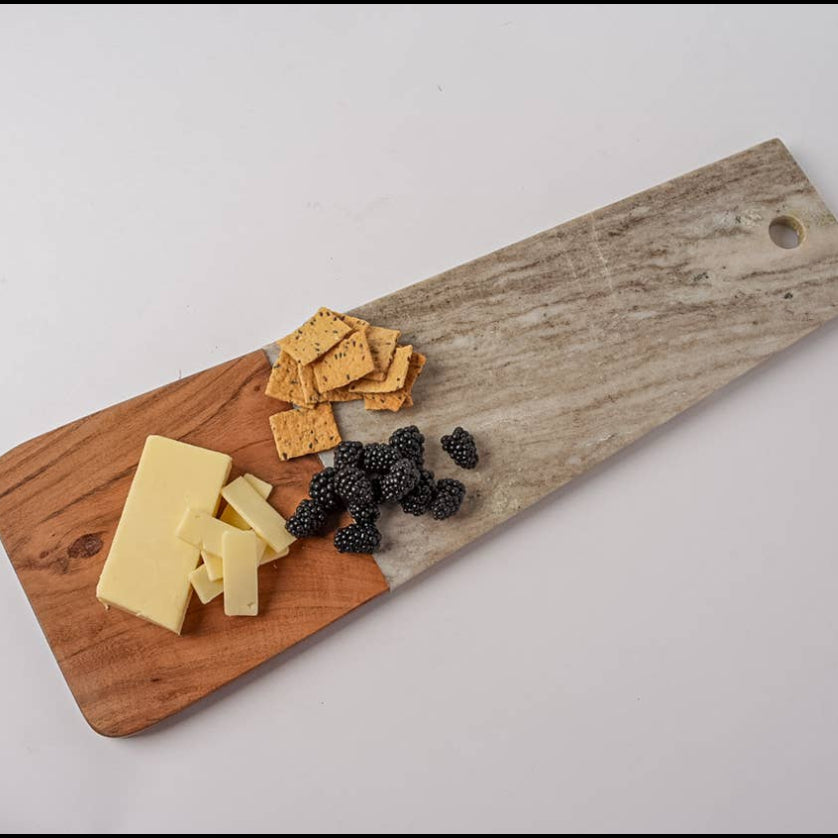 Marble and Acacia Wood Long Charcuterie Board