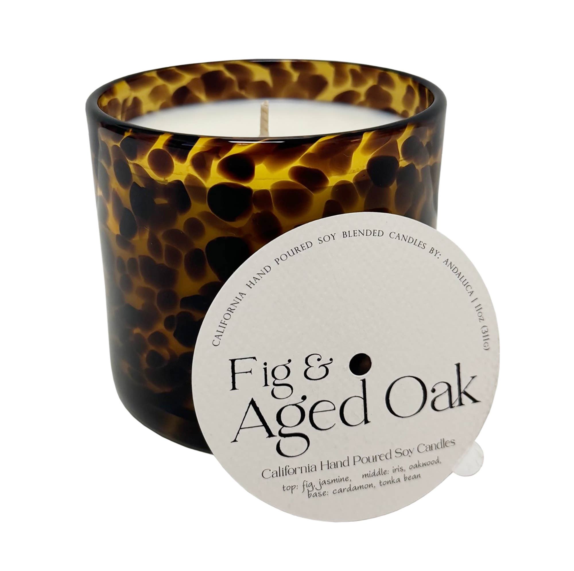 Fig &amp; Aged Oak Amber Tortoise Soy Blend Candle