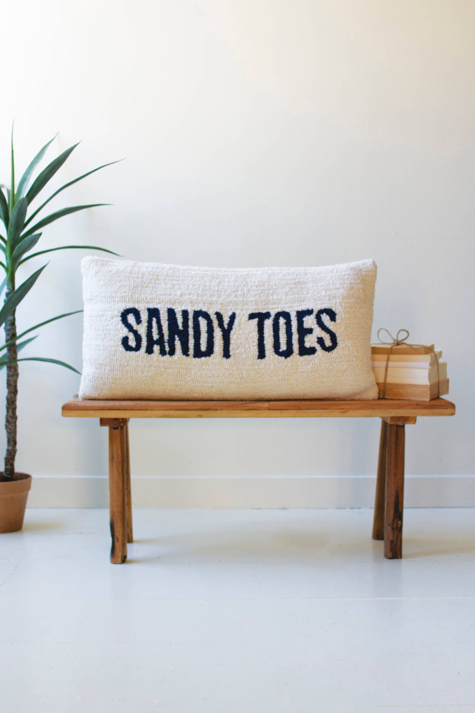 SANDY TOES - Hand Hooked Pillow