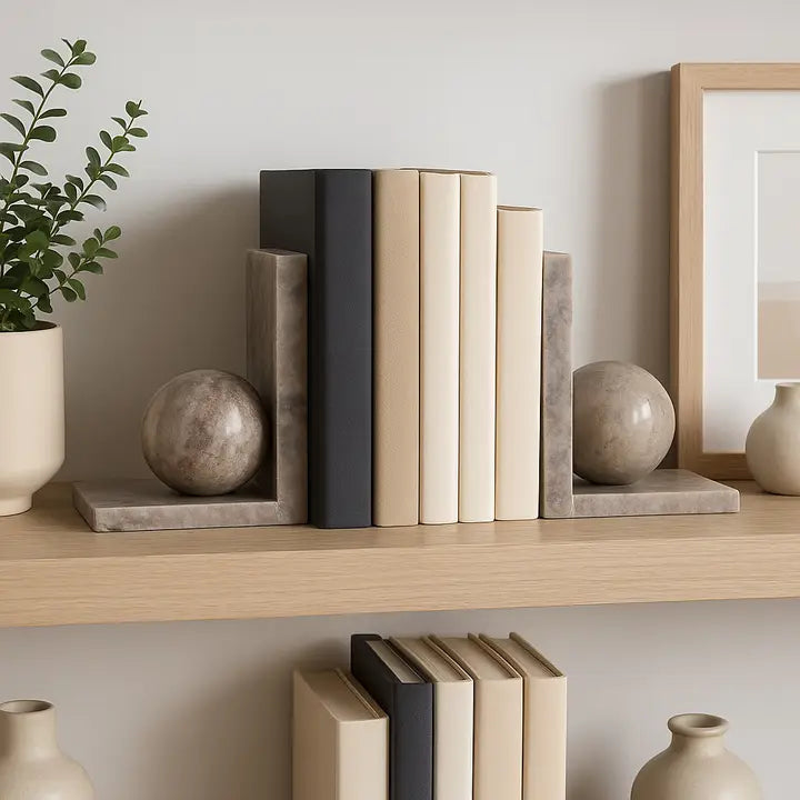 Bookends - Tan Stone On Base (Set of 2)