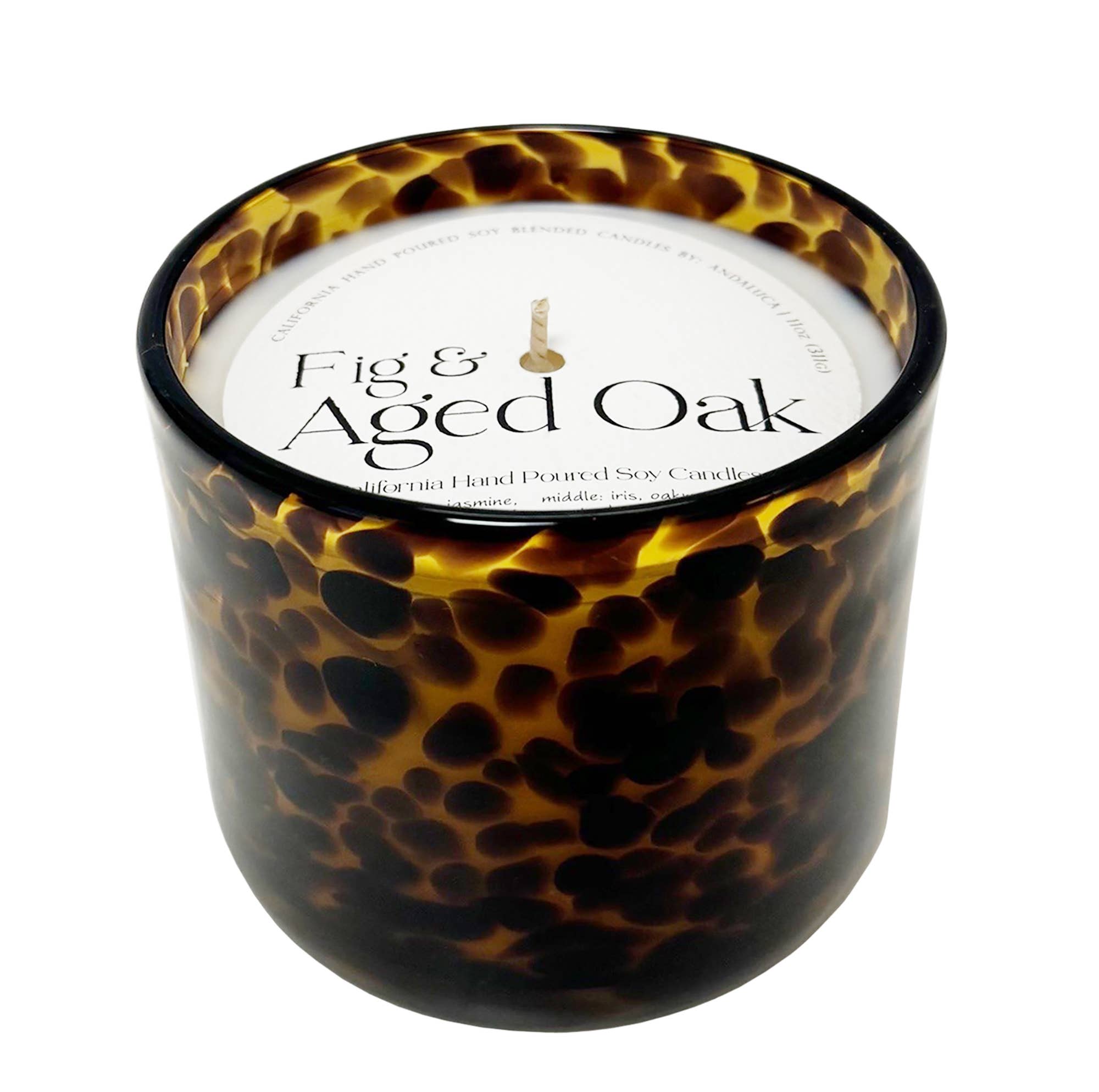 Fig &amp; Aged Oak Amber Tortoise Soy Blend Candle