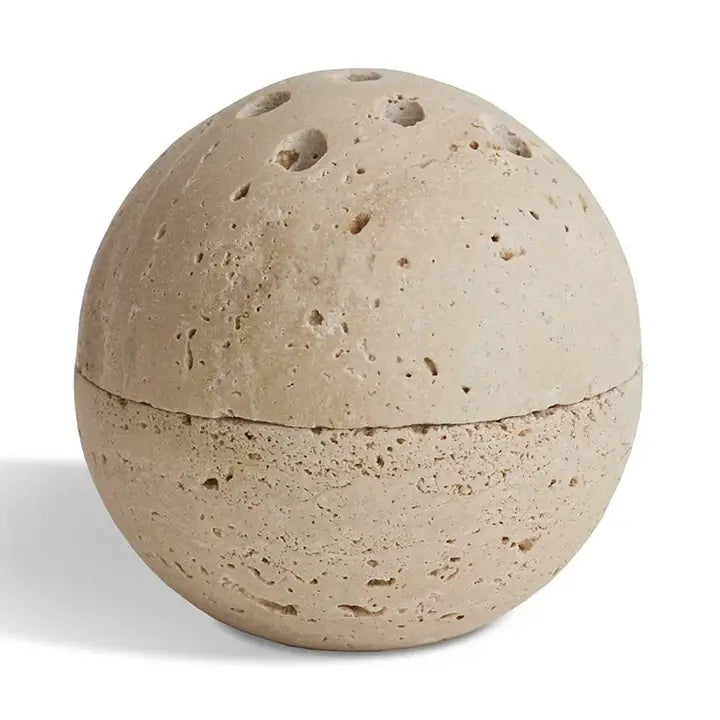 Travertine Sphere Incense &amp; Smudging Burner
