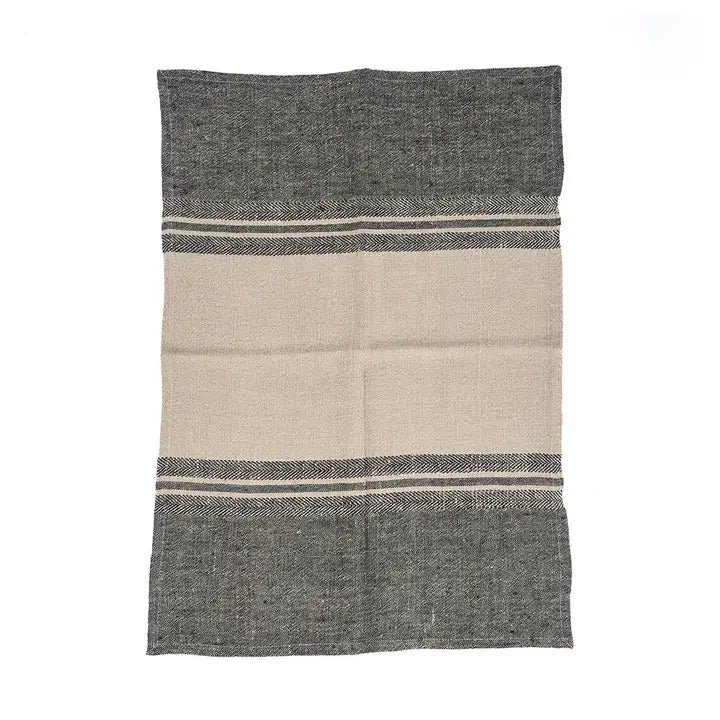The Linen Dash Kitchen Towel - Natural Black