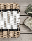 Sand with Fog Gray Charcoal Stripes Doormat